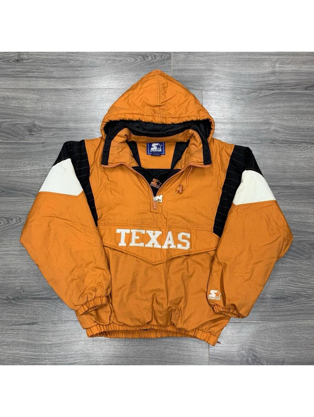 Vintage 90S Starter University Of Texas Longhorns Jacket Medium RARE MENS ORANGE